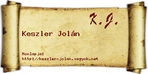 Keszler Jolán névjegykártya
