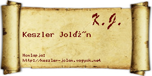 Keszler Jolán névjegykártya