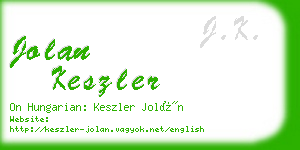 jolan keszler business card